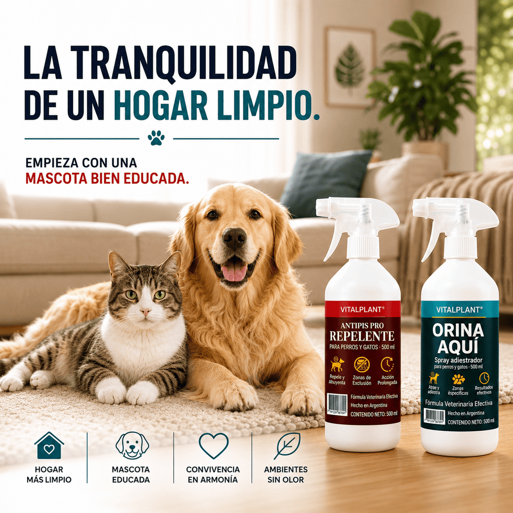 Kit Adiestramiento VITALPLANT – ORINA AQUÍ + ANTIPIS PRO | Le Enseña Dónde SÍ y Dónde NO Hacer Pis