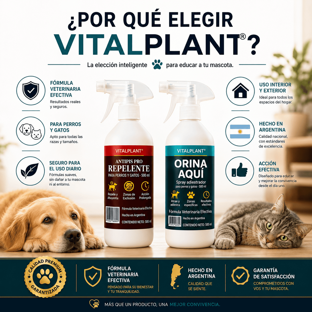 Kit Adiestramiento VITALPLANT – ORINA AQUÍ + ANTIPIS PRO | Le Enseña Dónde SÍ y Dónde NO Hacer Pis